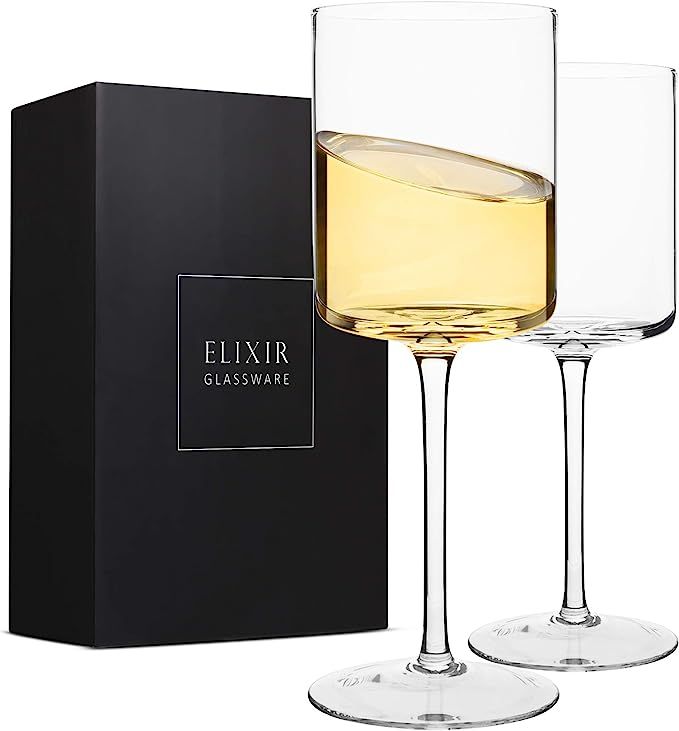 Edge Wine Glasses, Modern & Elegant Square Glass Set of 2, Large Red Wine or White Wine Glass - U... | Amazon (US)