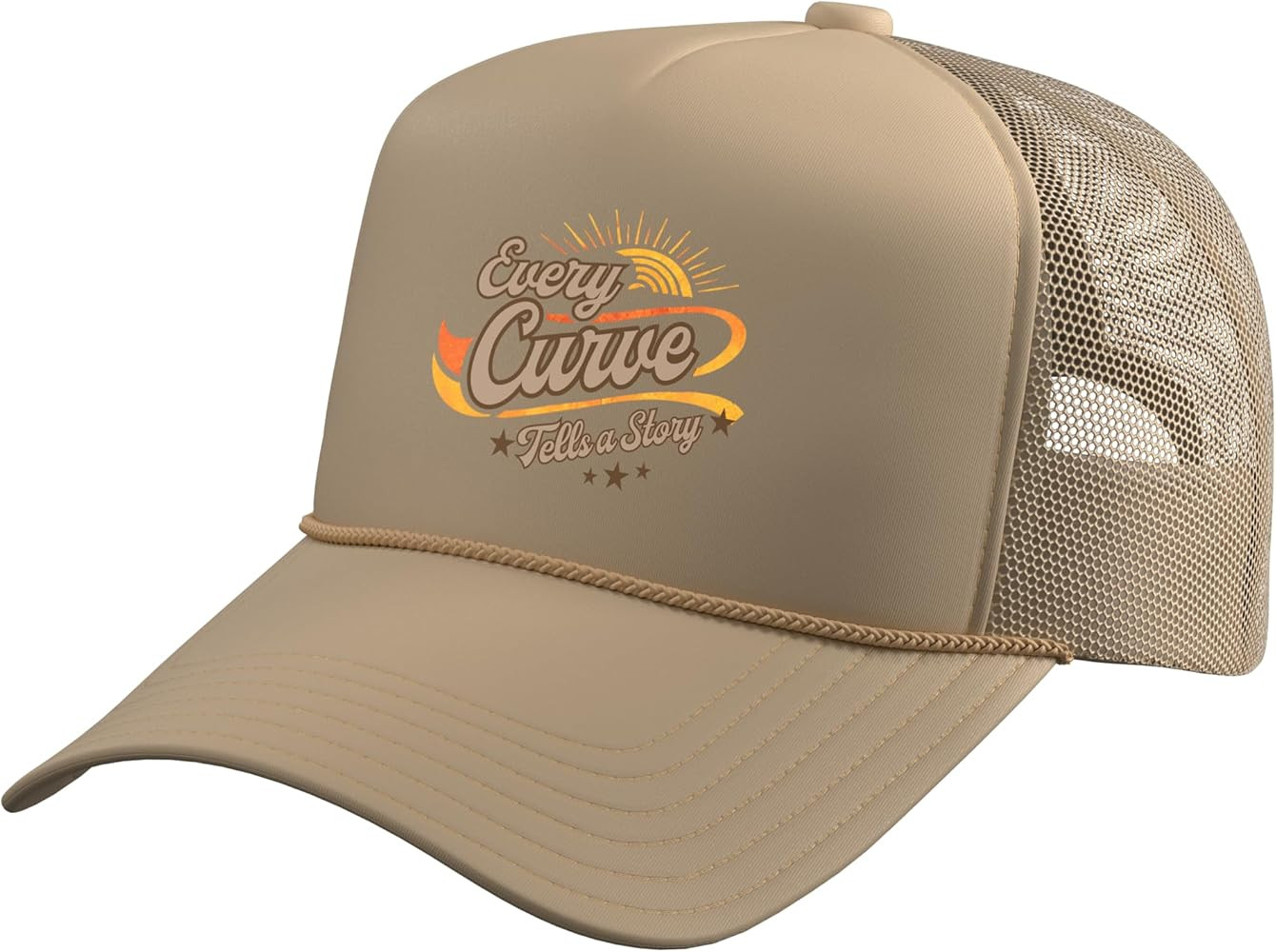 Every Curve Tells a Story Body Positive Retro Sunset Design Trucker Hat with Adjustable Mesh Back | Amazon (US)