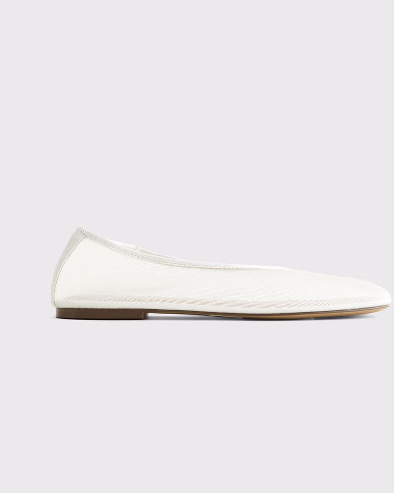 Abercrombie & Fitch Women's Mesh Balletic Flats in White - Size 9.5 | Abercrombie & Fitch (US)