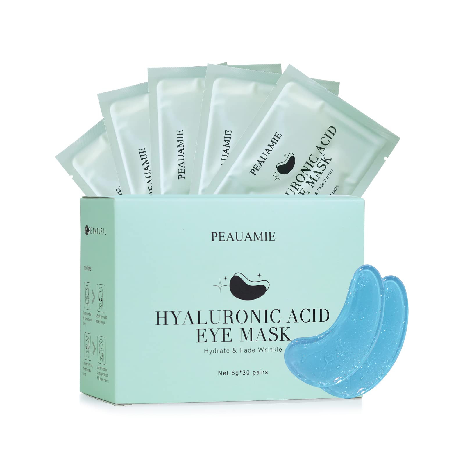 Under Eye Patchs Hyaluronic Acid Eye Mask for Dark Circles and Puffiness Wrinkle Eye Bags 30 Pair... | Amazon (US)