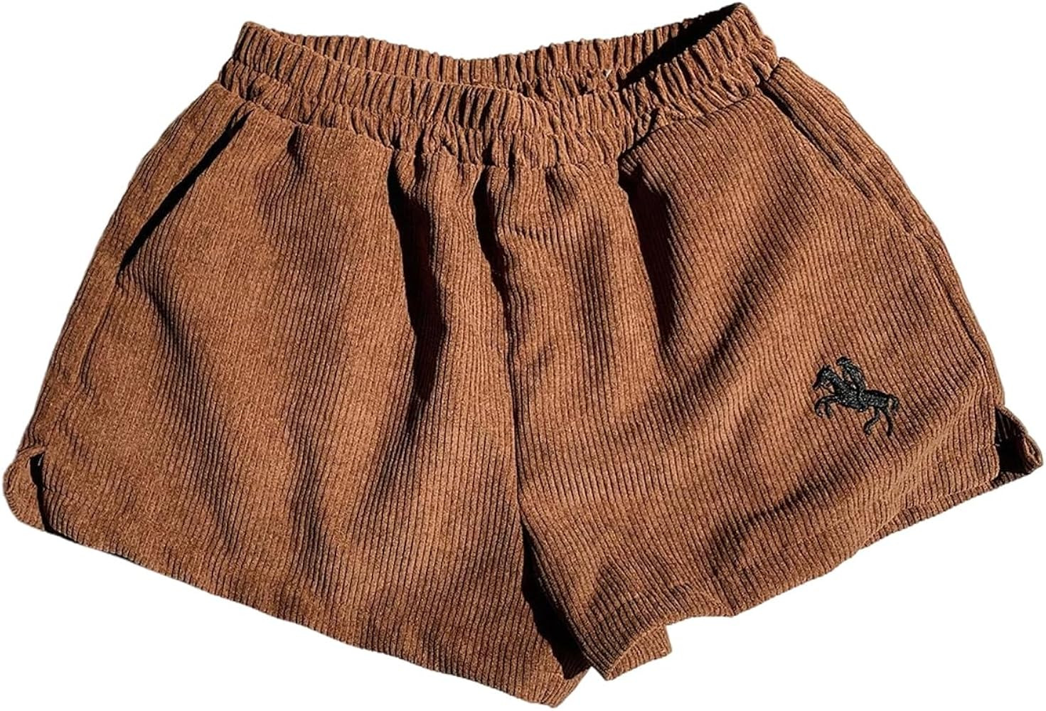 MakeMeChic Women's Corduroy Shorts Elastic Waist Wide Leg Lounge Shorts | Amazon (US)