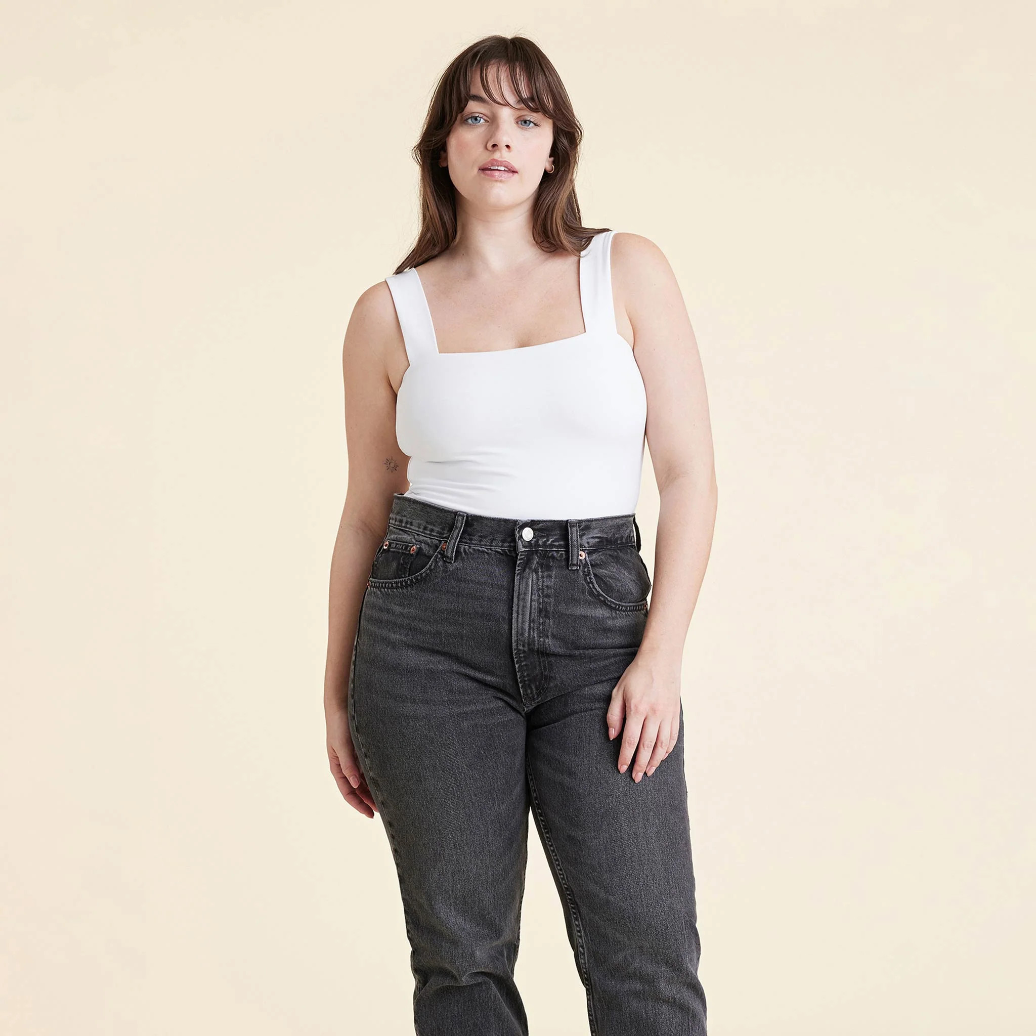 Square Neck Tank Bodysuit | nuuds