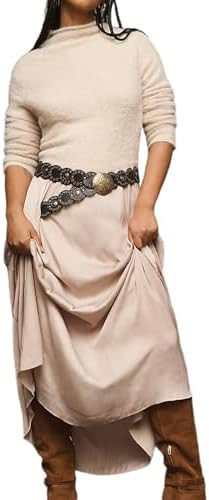 HOULENGS Women's Fall Mock Neck Twofer Sweater Dress Fashion Long Sleeve Knitted Top Patchwork Lo... | Amazon (US)