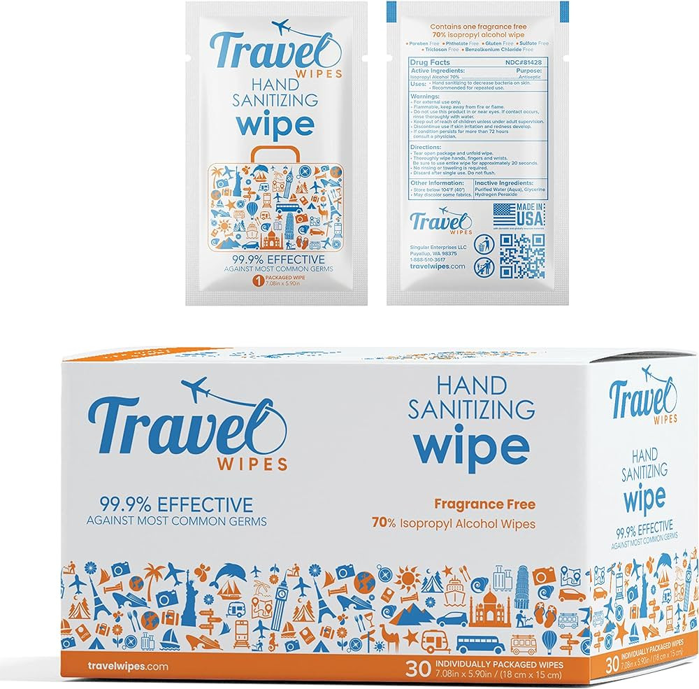 HAND SANITIZING TRAVEL WIPES - Individually Packed Premium Hand Sanitizing Wipes for Travel, Home... | Amazon (US)