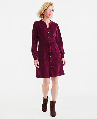 Women's Long-Sleeve Corduroy Dress | Macy's
