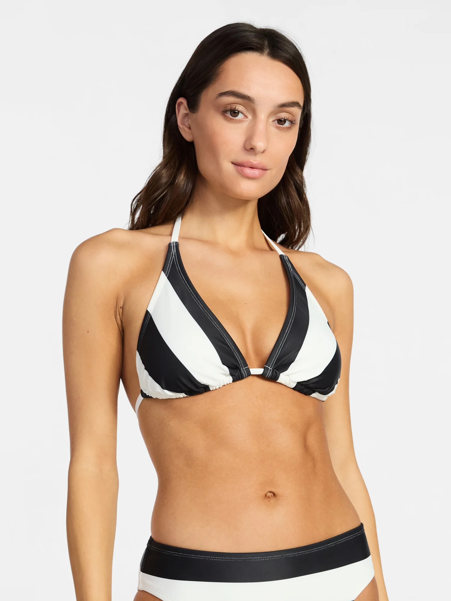Time and Tru Women's Stripe a Pose Long Triangle Top, Sizes XS-XL | Walmart (US)