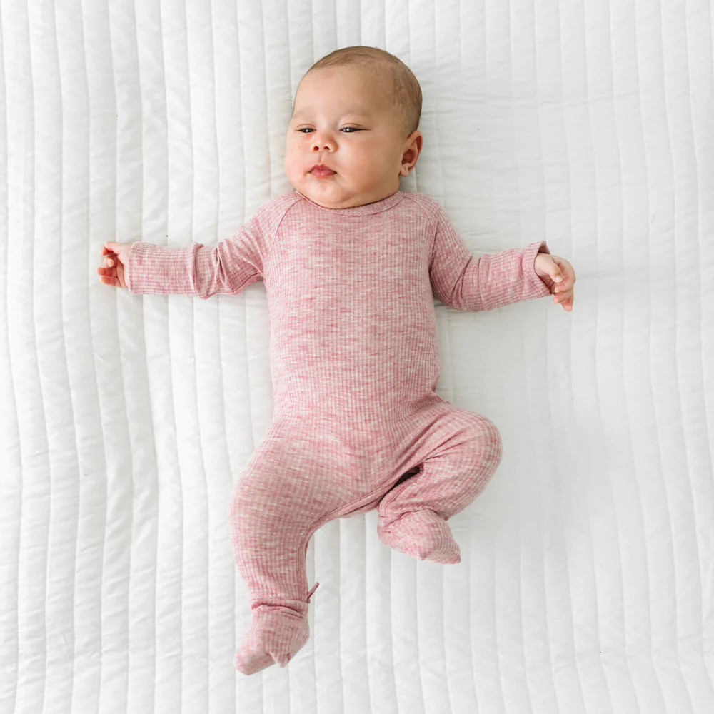 Heather Mauve Ribbed Crescent Zippy | Little Sleepies