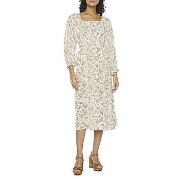 a.n.a 3/4 Sleeve Smocked Midi Peasant Dress | JCPenney
