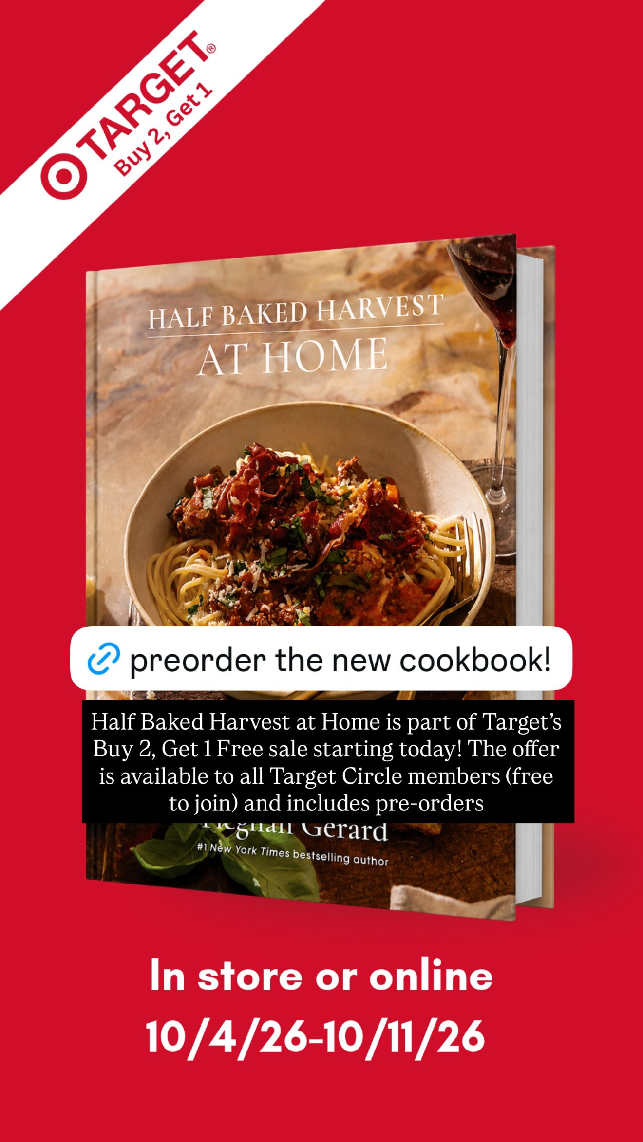Half Baked Harvest at Home is part of @Target’s Buy 2, Get 1 Free sale starting today! 

The offer is available to all Target Circle members (free to join) and includes pre-orders!

#LTKSaleAlert #LTKfoodie #LTKHome