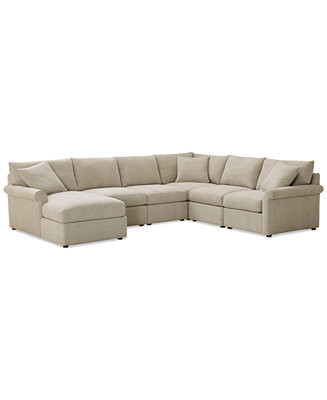 CLOSEOUT! Wrenley 131" 6-Pc. Fabric Modular Sectional Chaise Sofa, Created for Macy's | Macy's