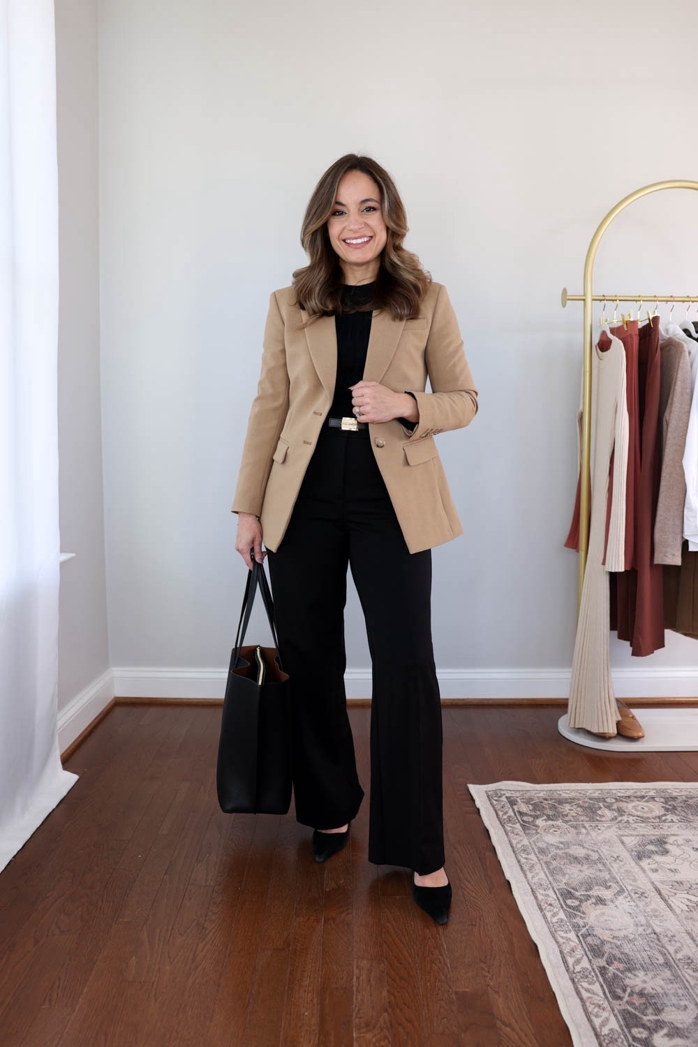 The 2025 fall workwear capsule series: black wide leg pants eight ways! 

There are 21 items in this capsule and over 30+ outfit ideas.

Black top (Quince): xs 
Tan blazer (J.Crew): petite 00 in burnished saddle 
Black wide leg pants (Ann Taylor): petite 00 / 10” rise / 28.5” inseam (I’m wearing curvy, I can only wear with heels) 

My measurements for reference: I’m 4’10” and 105lbs. My bust, waist, and hip measurement is 32”, 24”, and 36”.

#LTKPetite #LTKWorkwear