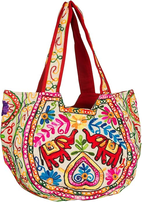 TribeAzure Elephant Tote Embroidered Mirror Shoulder Bag Boho Hippie Top Handle Satchel Summer Be... | Amazon (US)