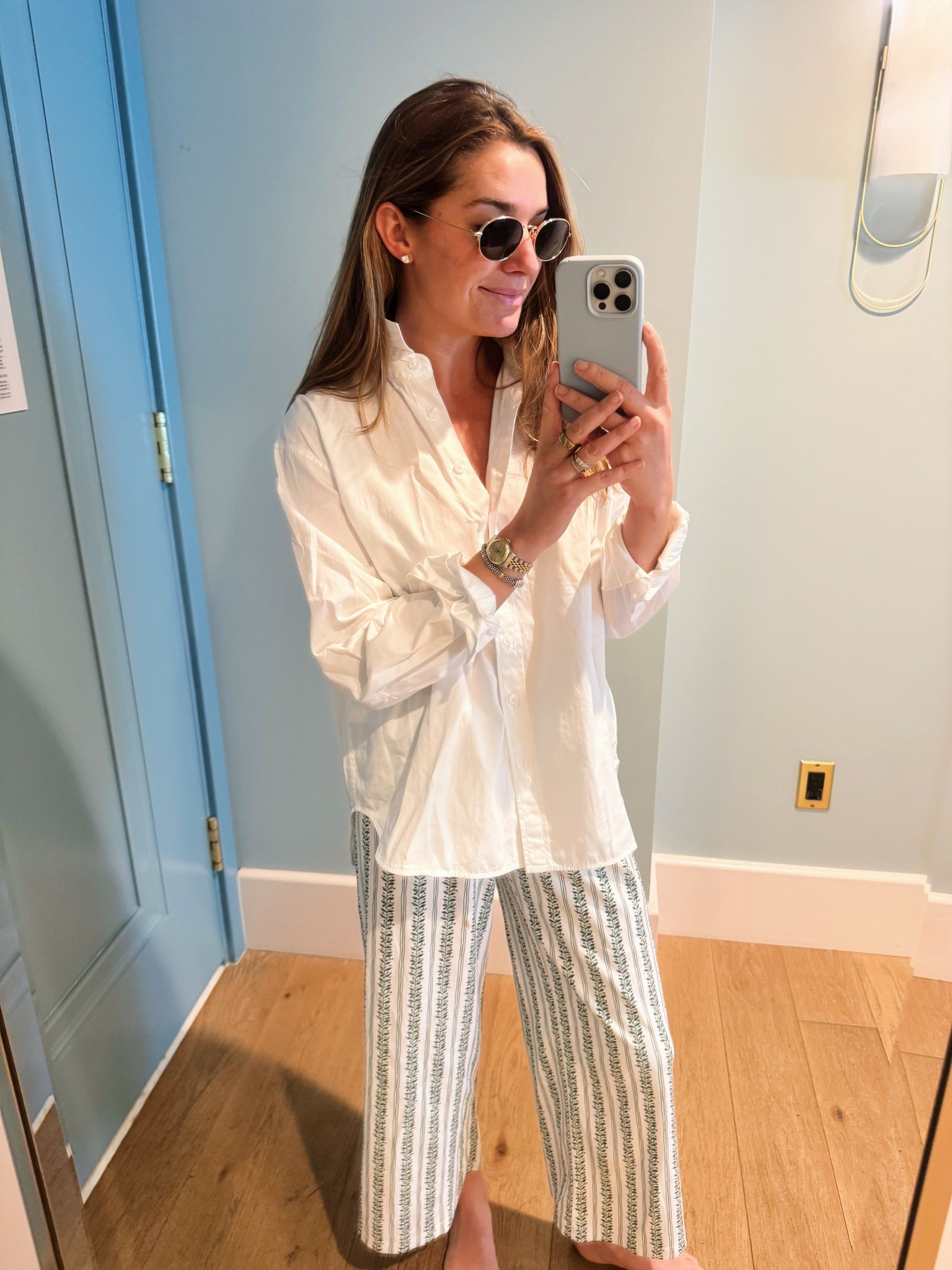 These lake pajamas were actually cute to wear out and about — also this Spanx white button down is my new favorite. I threw out all the other ones I have  