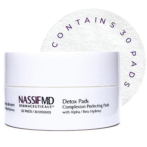 NassifMD Detox Pads Facial Radiance Pads, Glycolic Acid Pads, Witch Hazel Toner, Face Exfoliating Pads Salicylic Acid Wipes, BHA AHA Pads, Resurfacing Pads for Face (30 Count or 60 Count) | Amazon (US)