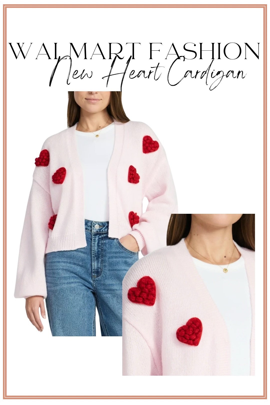 New Walmart Heart Cardigan ❤️✨

This new Walmart heart cardigan is seriously the cutest way to add a little love to your everyday outfits. The soft knit fabric paired with the textured heart details gives it that playful, boutique-inspired look while still being totally wearable. It’s lightweight yet cozy, making it perfect for layering over tees, tanks, or dresses as we head into spring.

Style it casually with jeans and sneakers or dress it up with a skirt and ballet flats for an effortless, feminine look. An affordable Walmart fashion find that feels festive without being over-the-top — perfect for Valentine’s Day, date nights, brunch, or everyday wear.

✨ Soft knit cardigan
✨ Statement heart details
✨ Easy layering piece

#WalmartFashion #WalmartFinds #WalmartStyle #HeartCardigan #ValentinesStyle #AffordableFashion #EverydayOutfits #LayeringStyle #FeminineFashion #LTKFinds