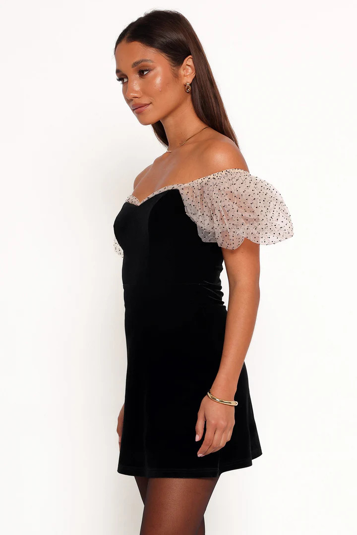 Ennette Velvet Mini Dress - Black | Petal & Pup (US)