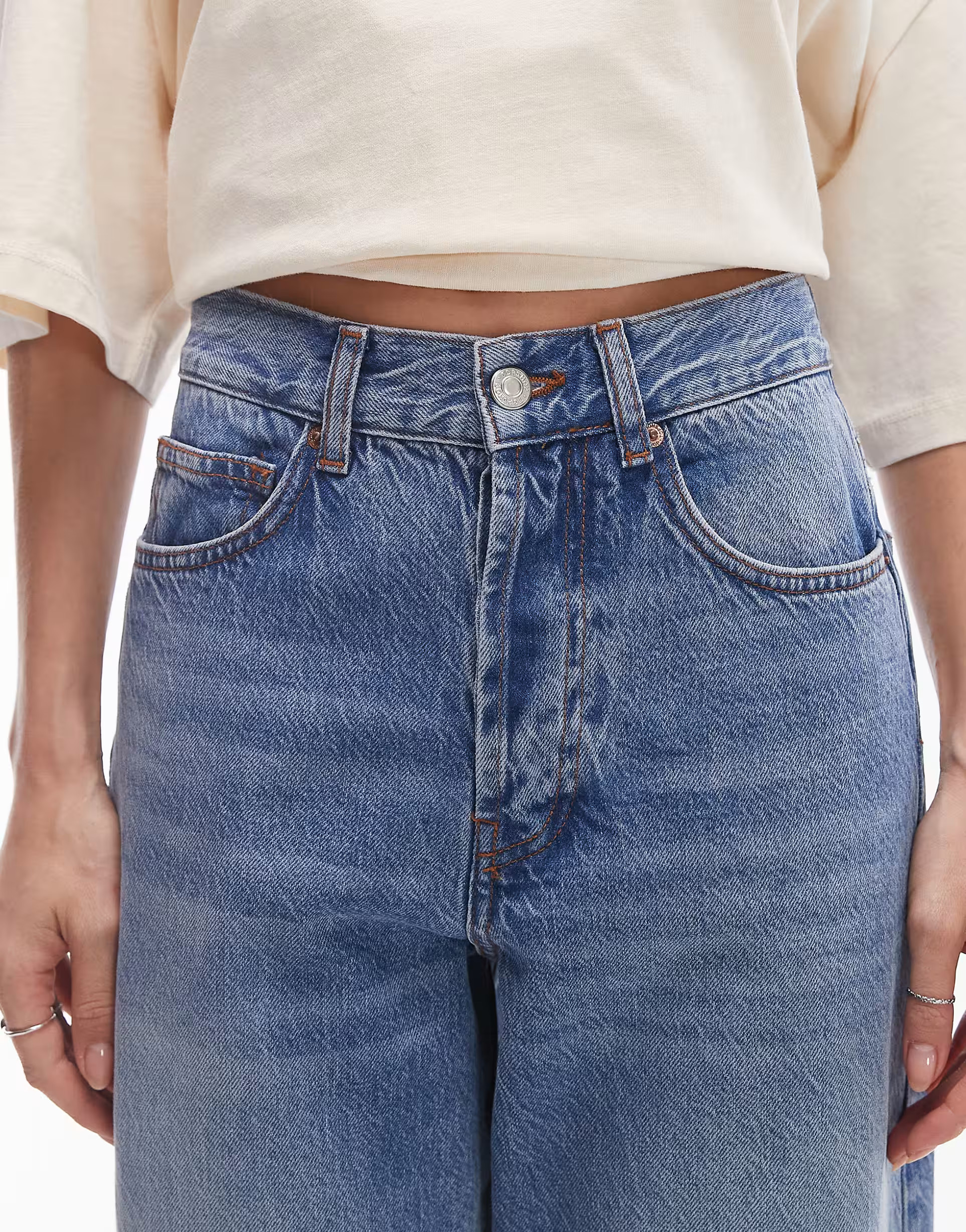 Topshop mid rise Column jeans in mid blue | ASOS | ASOS (Global)