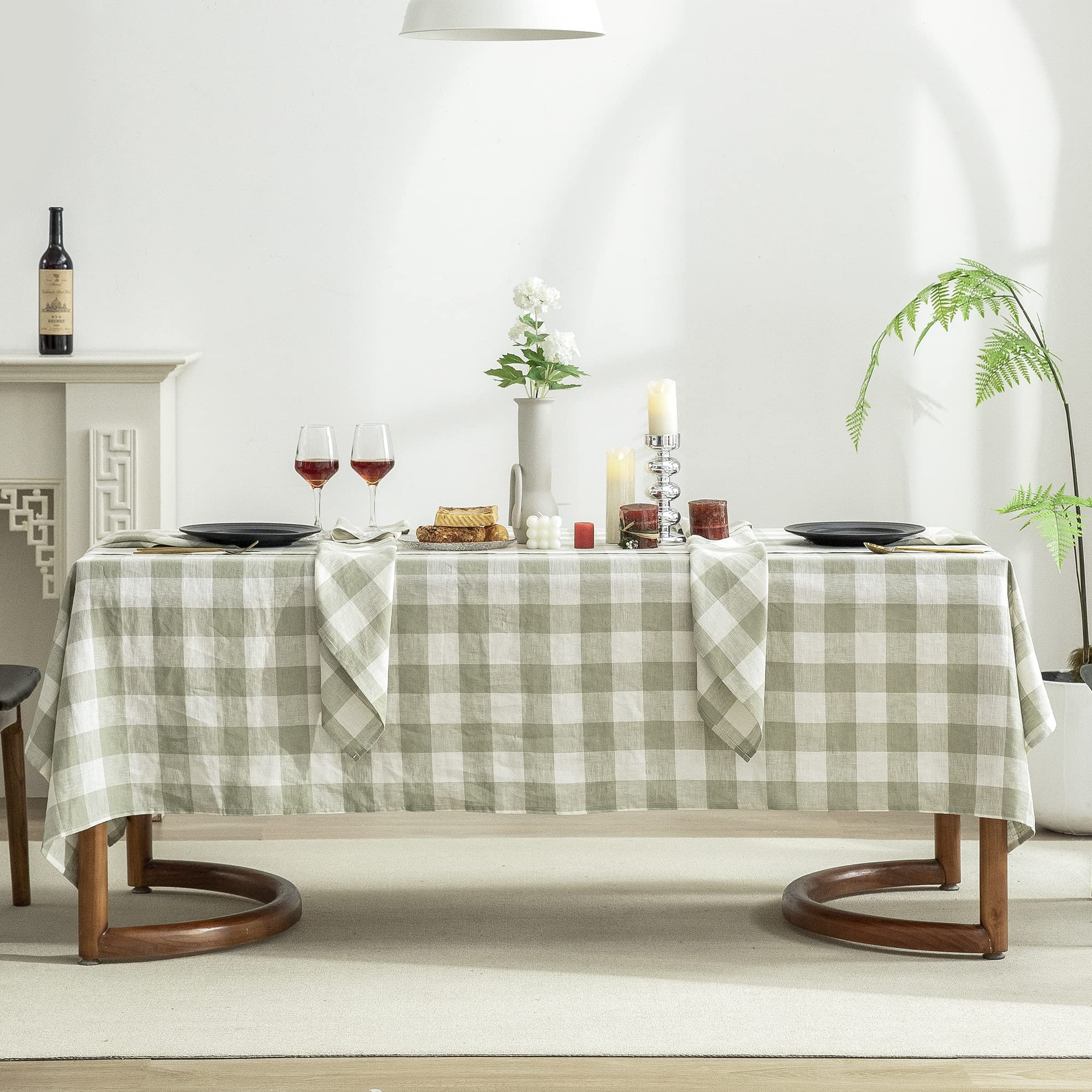 EVERLY 100% Yarn-Dyed Linen Rectangle Tablecloths 60x84Inches for Dining,Buffet Parties,Picnic,Ev... | Amazon (US)