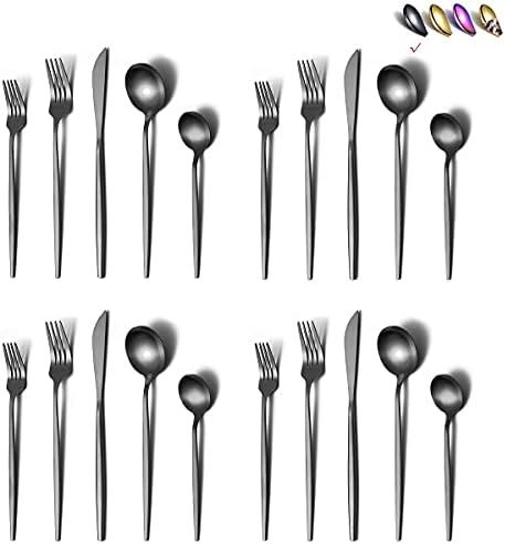 Matte Black Silverware Set 40 Pieces, Stainless Steel Flatware Set, Titanium Plating Cutlery Set,... | Amazon (US)