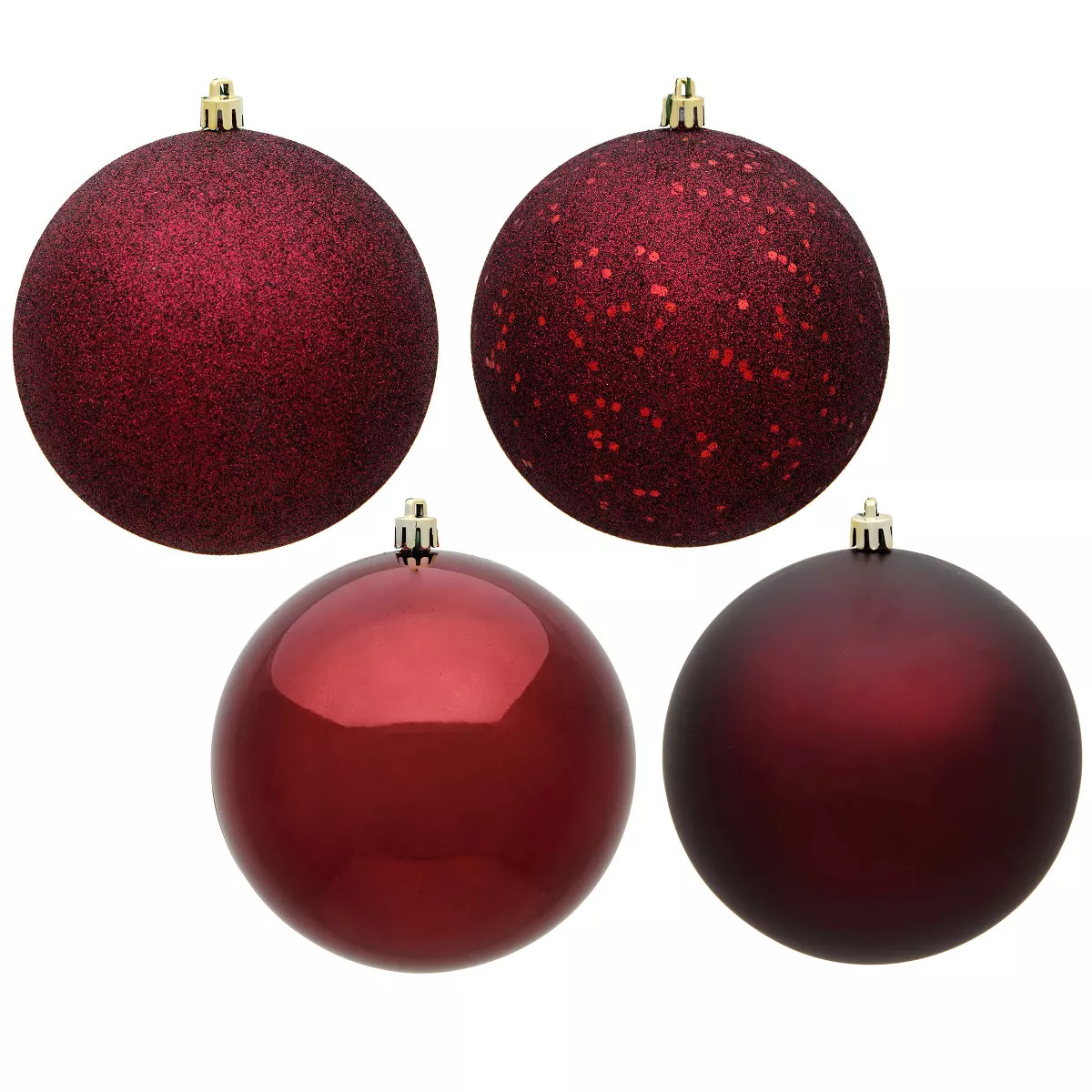 Vickerman 4" Burgundy 4-Finish Ball Ornament Assortment, 12 per Box | Target