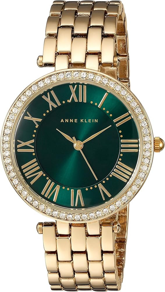 Anne Klein Women's Premium Crystal Accented Gold-Tone Bracelet Watch, AK/2230GNGB | Amazon (US)