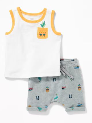 Old Navy Baby Pineapple-Graphic Tank & Printed Shorts Set For Baby Pineapple Size 0-3 M | Old Navy US