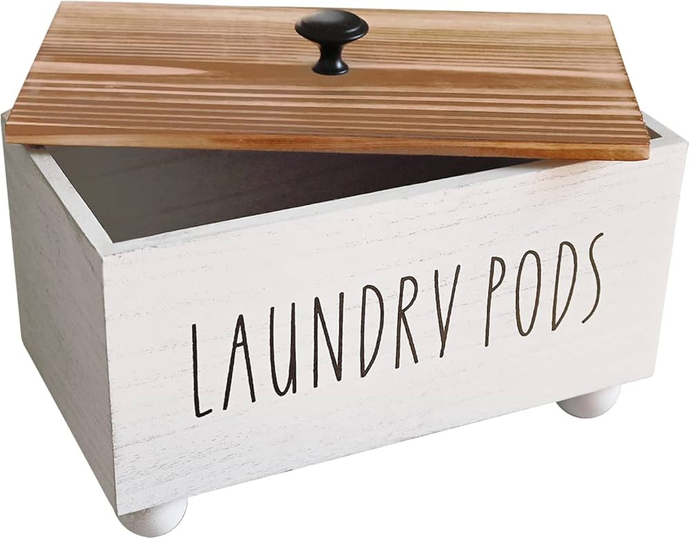 Laundry Pods Container, Farmhouse Laundry Pod Holder, Rustic Laundry Detergent Storage Organizer ... | Amazon (US)