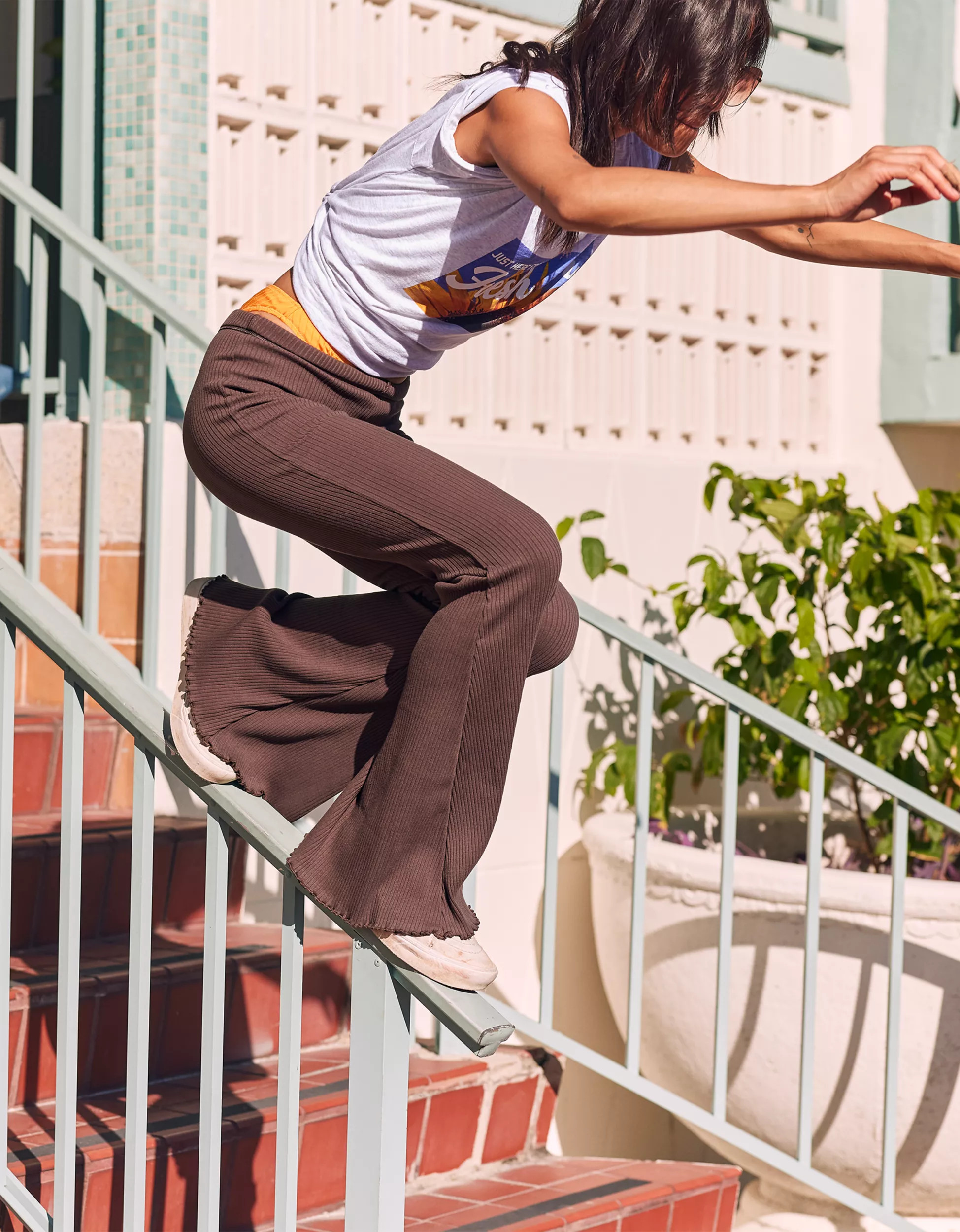 Aerie Kick-It Ribbed High Waisted Super Flare Pant | American Eagle Outfitters (US & CA)