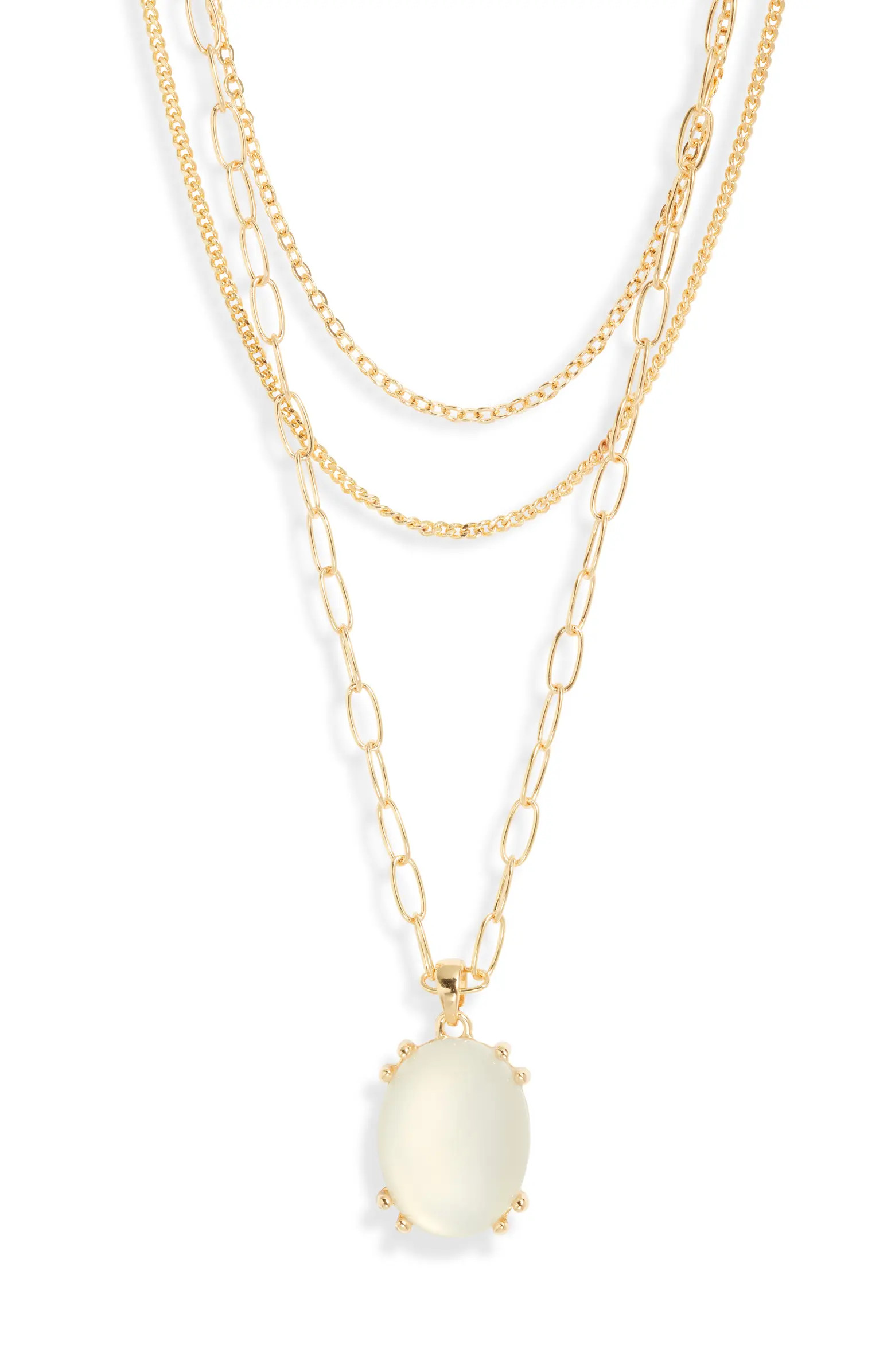 Nordstrom Jade Glass Pendant 3-Tier Layered Necklace | Nordstrom | Nordstrom