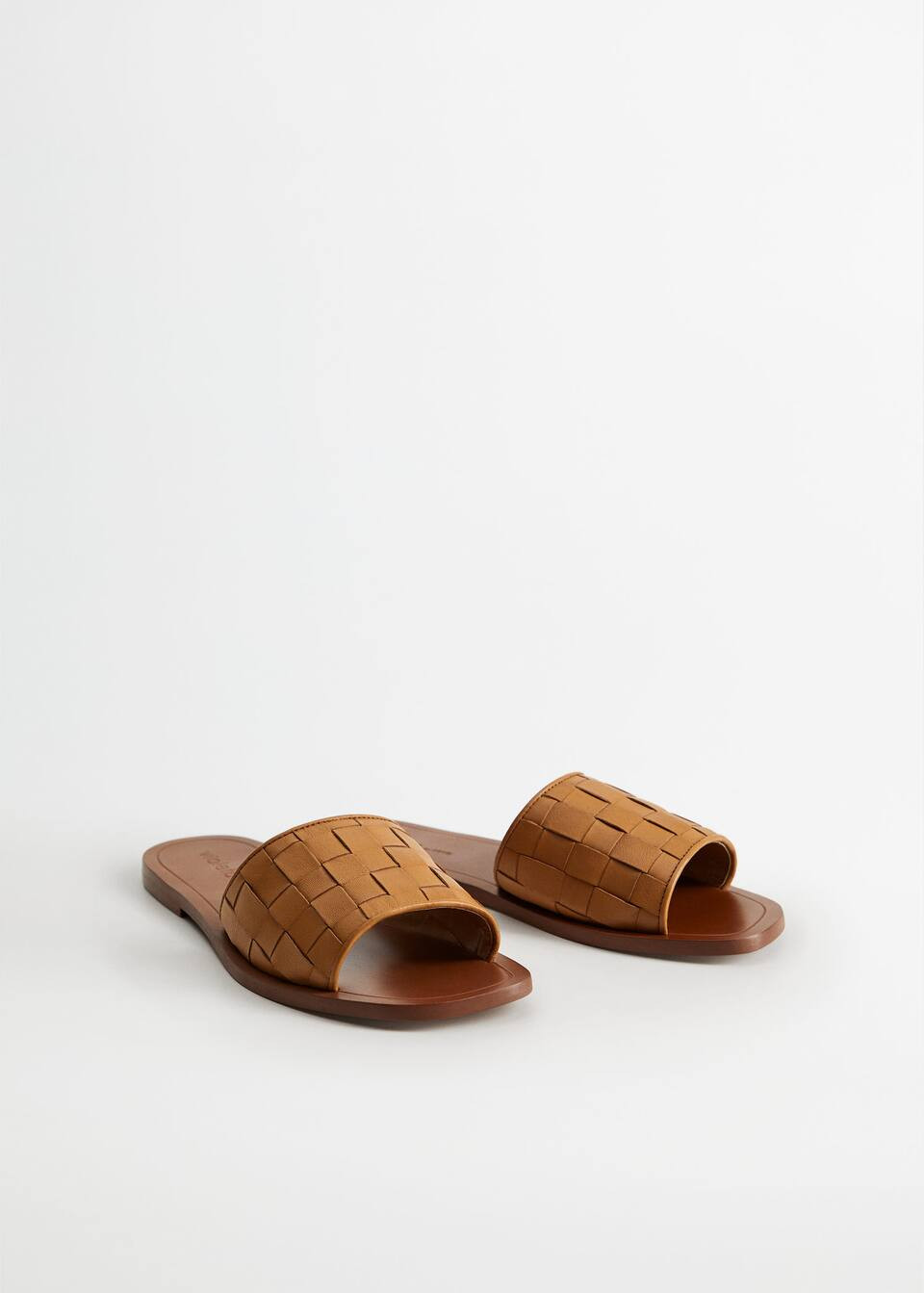 Leather braided sandals | MANGO (US)
