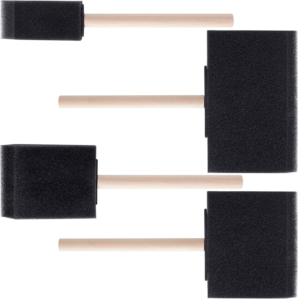 4 Pcs Foam Paint Brushes, 4 Sizes Wood Handle Sponge Paint Brush 1" 2" 3" 4" for Details, Stainin... | Amazon (US)