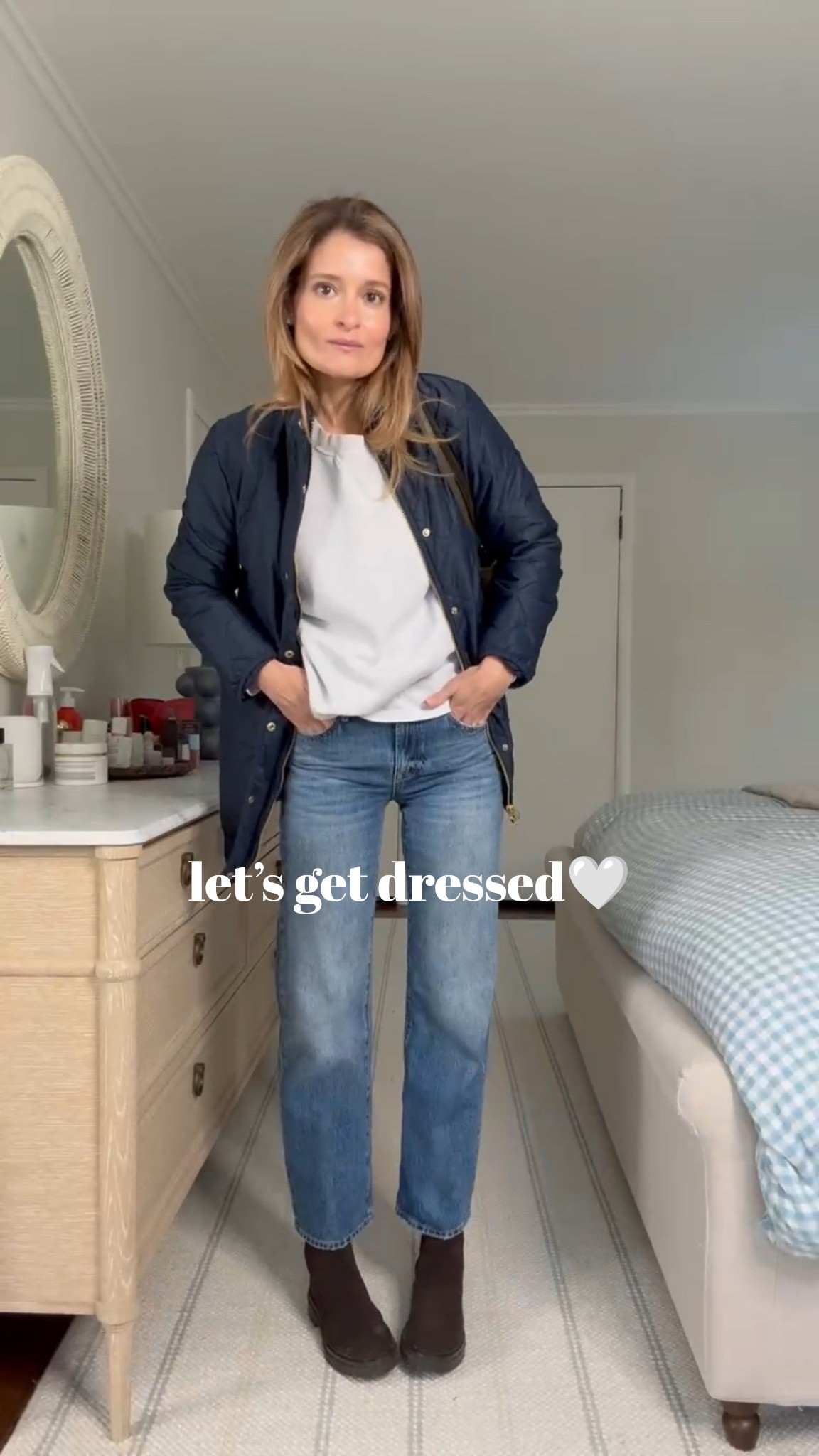 Loving this look at a great price! 

Tuesday OOTD is such an easy one to pull together and when styled together it takes a few solid pieces and really creates something chic. Aerie Crewneck sweatshirt is super soft and warm ringing in at less than $50! • Buck Mason white tee is the one I’m turning to over and over these days. One of my favorite finds over the last few months• Quince Featherless Puffer is such a steal at $100! Love this Admiral Blue color. Sophisticated and stylish but a bit less serious than the black. • Pistola Lexi jeans are giving much higher end vibes. Truly one of my favorite pairs of premium denim at a great price. Use code MEG15 for nice savings  • Margaux Chelsea Boots in chocolate! Such a beautiful brown, dark but still warm. 

Sizing notes: Sweater: wearing a small, jeans: run tts, but I prefer a tighter fit, so I sized down 1 Sweater: wearing a small, jeans: run tts, but I prefer a tighter fit, so I sized down 1 to a 24. Use code MEG15 for a little $$ off! My wash is transcend, but if I were buying new today, I'd go with METROPOLIS - those look like the closest wash match. Tee: wearing a small, quilted jacket: sized down 1 to an XS 



#LTKgrwm #LTKFindsUnder100 #LTKFindsUnder50

#LTKFindsUnder50 #LTKootd #LTKFindsUnder100