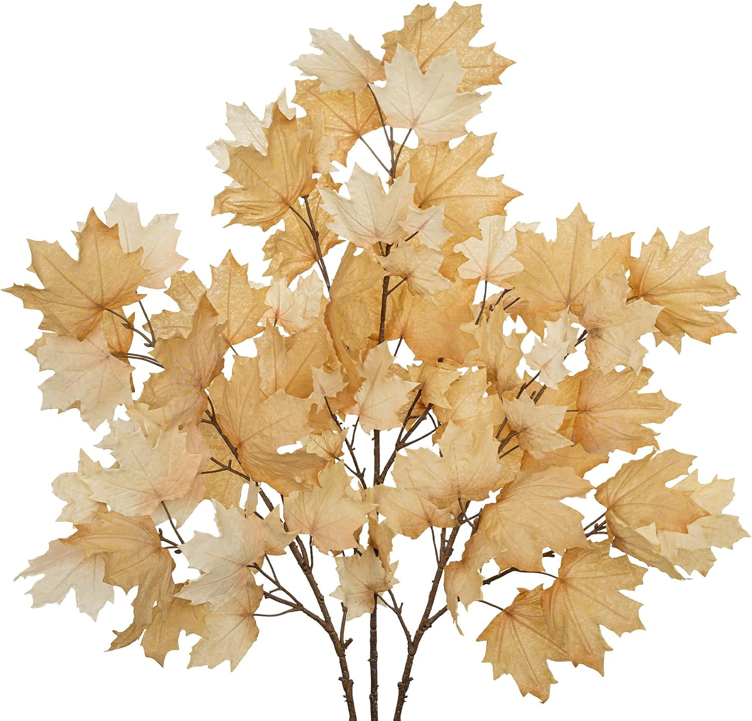 3Pcs Artificial Maple Leaves Branches, Fall Faux Maple Plants Stems with Realistic Leaves for Vase, Fall Decorations for Indoor Outdoor Halloween Thanksgiving Farmhouse Arrangement Decorations | Amazon (US)