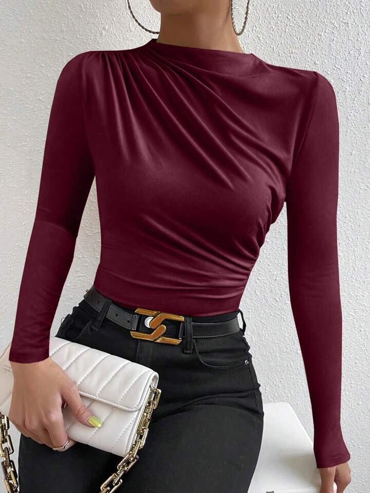 SHEIN BAE Zabudowany Dekolt Pomarszczona Trójnik | SHEIN