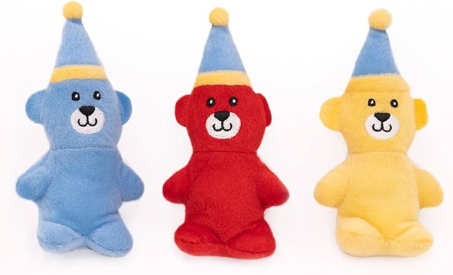 ZippyPaws Birthday Gifts for Dogs - Birthday Bears Miniz 3-Pack, Squeaky Plush Toys, Dog Birthday... | Amazon (US)