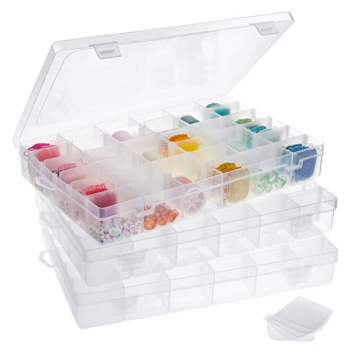 Juvale 3 Pack Jewelry Organizer Box for Earrings Storage, Clear Plastic Bead Storage Containers f... | Target