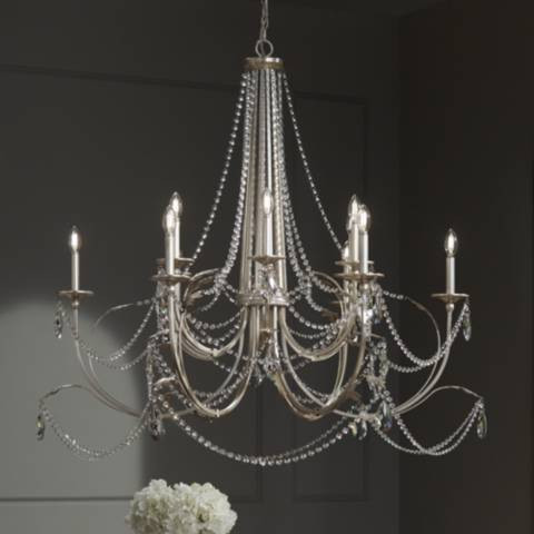 Strand 46" Wide Silver Leaf 12-Light Chandelier | Lamps Plus