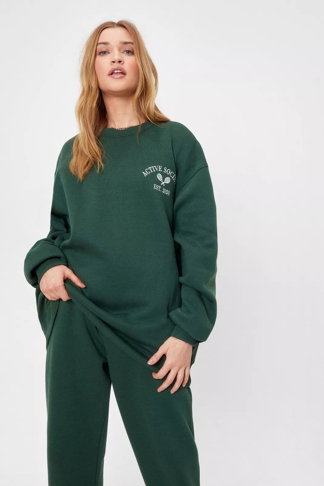 Active Society Embroidered Oversized Sweatshirt | Nasty Gal (US)