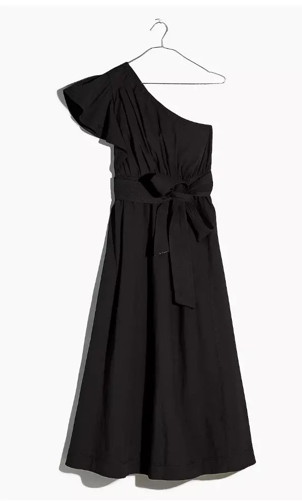 Madewell $158 Plus Ruffled One Shoulder Midi Dress Black Size 18W NK492  | eBay | eBay US