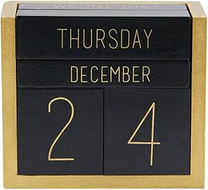 Juegoal Wooden Perpetual Calendar, Wooden Block Daily Calendar Office Desk Accessories (Black) | Amazon (US)