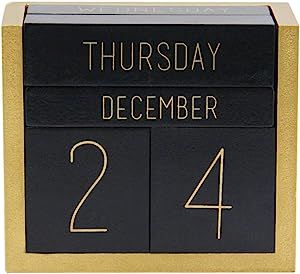 Juegoal Wooden Perpetual Calendar, Wooden Block Daily Calendar Office Desk Accessories (Black) | Amazon (US)
