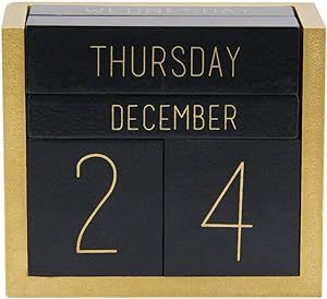 Juegoal Wooden Perpetual Calendar, Wooden Block Daily Calendar Office Desk Accessories (Black) | Amazon (US)