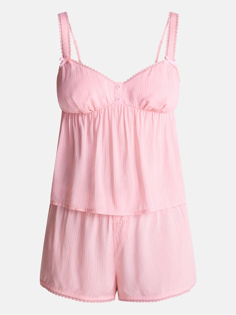 No Boundaries Woven Cami Top and Shorts Sleep Set, 2-Piece, Women's XS-XXL | Walmart (US)