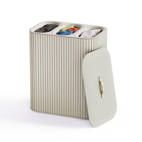 Joseph Joseph Tota Trio Luxe 90-liter Bamboo Laundry Separation Basket, Ecru | Williams-Sonoma
