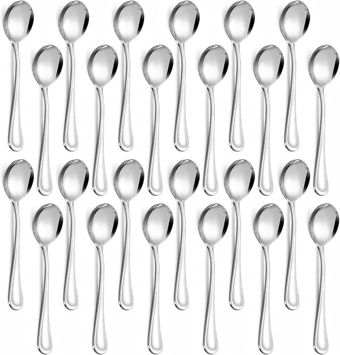 24-Piece Soup Spoons - Round Spoon, 6.9 Inch Stainless Steel Korean Spoons for Soup, Cereal, Dess... | Amazon (US)