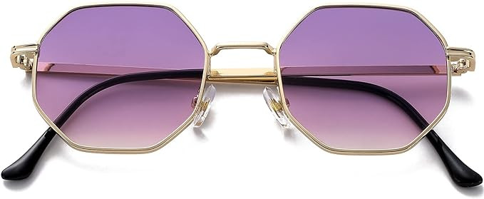 PORADAY Square Sunglasses for Women Men Retro Octagon Shades Polygon Glasse | Amazon (US)