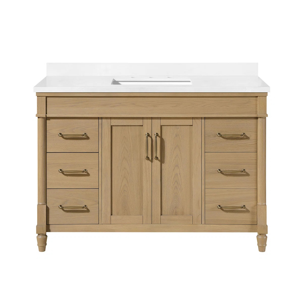 OVE Decors Salisbury 48 In. Single Sink Freestanding Natural Birch Bathroom Vanity With White Eng... | Wayfair North America