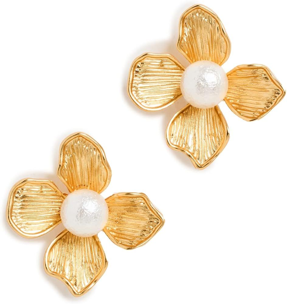 Kenneth Jay Lane Women's Pearl Center Flower Post Earrings | Amazon (US)