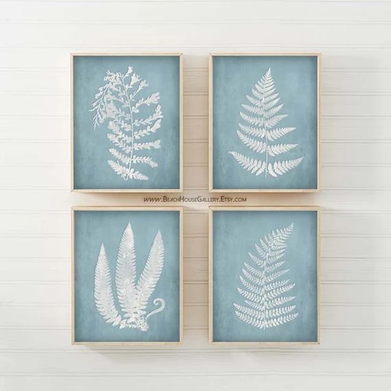 Blue Ferns Wall Art French Blue Fern Prints Vintage | Etsy | Etsy (US)