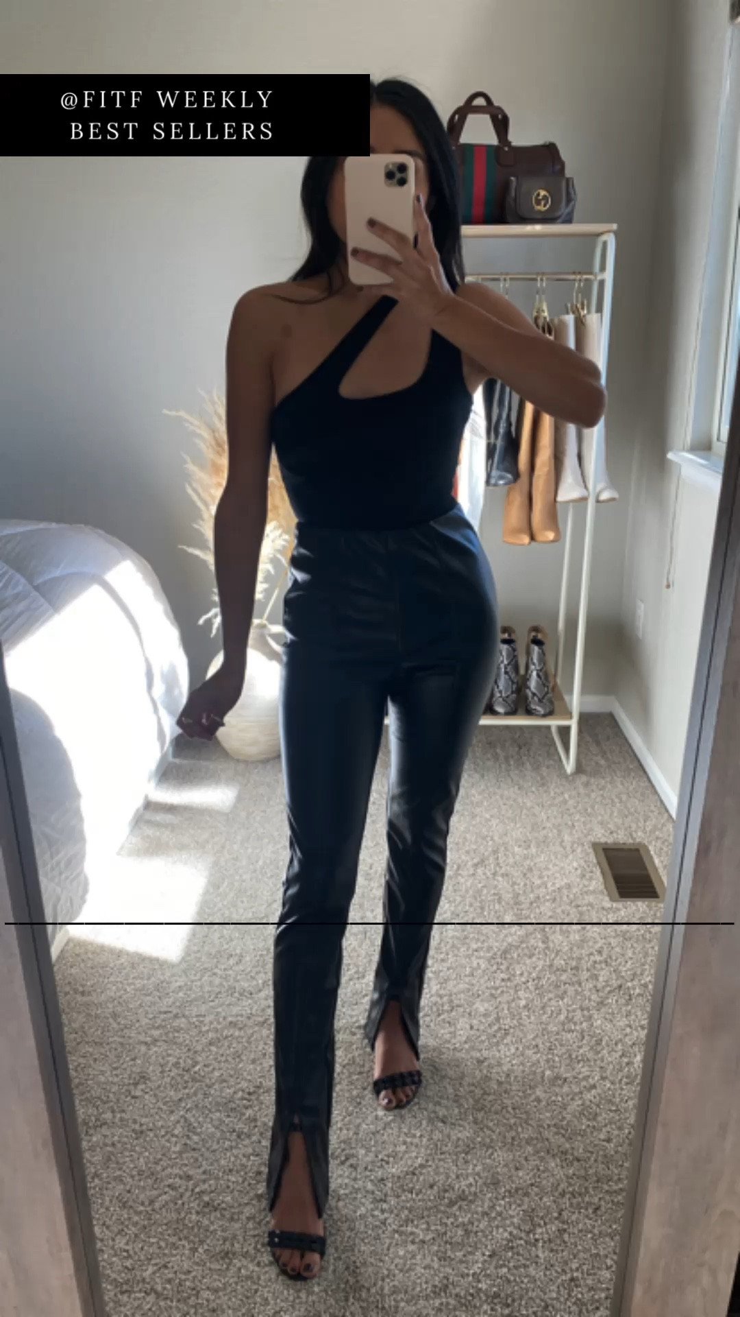 Fall outfit - elevated casual - bodysuit - amazon vegan leather pants - pleather - split hem pant - fall to winter 

#LTKfindsunder100 #LTKxPrime #LTKSeasonal